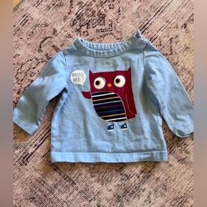 GAP Blue Long Sleeve Tee with Adorable Owl  Design